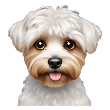 Yorki poo with black curly hair and white patch on chest sticker