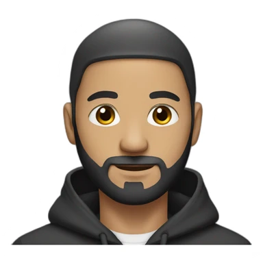 bald man with black (short) beard and no glasses in a black hoodie sticker