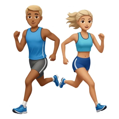 Sports man and woman run  sticker