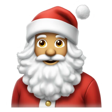 “An adorable Santa with a red suit, fluffy white beard, rosy cheeks, big eyes, and a red hat with a white pom-pom réaliste  sticker