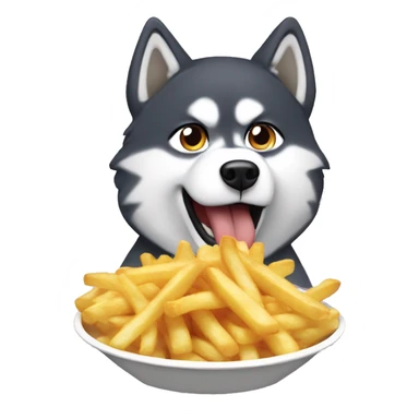 Husky eating fries sticker