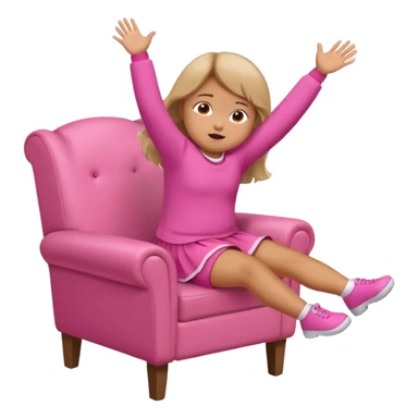 Little Girl fat but not too fat falling off of a chair half in the air chair with pink clothes on sticker