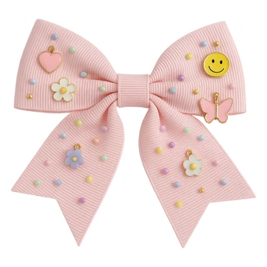 kpop bow with tiny charms and beads, cute and trendy, remove background sticker