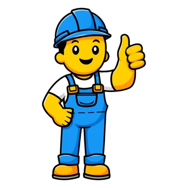 happy construction worker giving thumbs up sticker