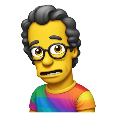 queer Simpson with make up and rainbow tshirt  sticker