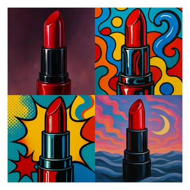 latex lipstick, various artistic interpretations, style exploration, diverse visual styles sticker