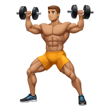 side-view bodybuilder dumbbell lunges sticker