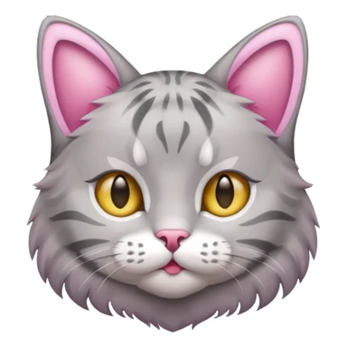 grey tabby cat: pink ears fur sticker