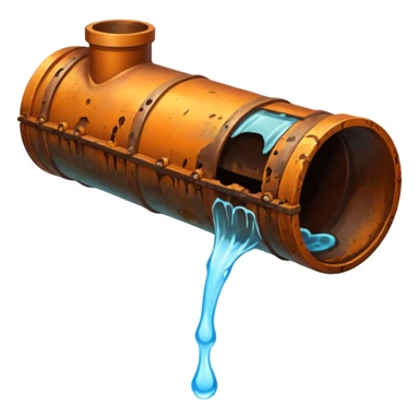 sewer pipe with leaking water rust clear sticker