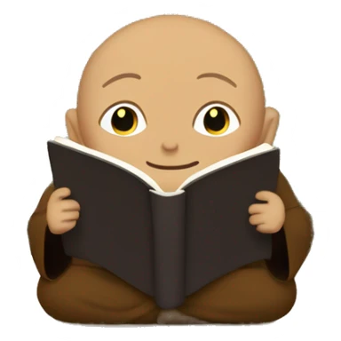 A monk in front of the tunnel reading a book sticker