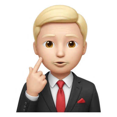 3D render of a shushing face emoji 🤫 dressed in a business suit, holding a finger to its lips. representing deceptive corporate marketing compliance. Studio lighting, cinematic realism, subtle irony, professional color grading sticker
