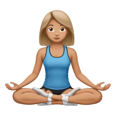 The same girl is sitting in a lotus position, with shoulder-length hair and sportswear. sticker