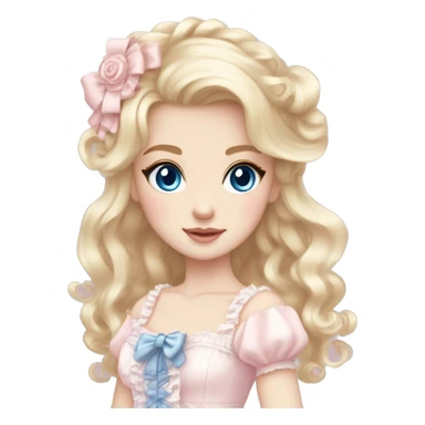 sweet lolita blond hair blue eyes white skin light pink dress sticker