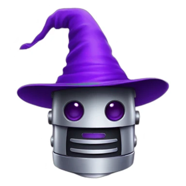 robot with purple wizard hat sticker