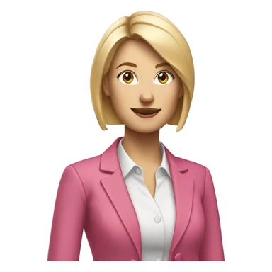 a 40 years old business woman in finance with short blond hair wearing a pink blazer sticker