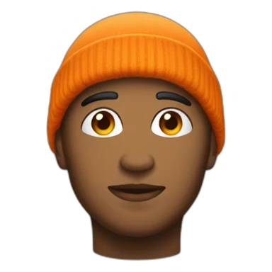 Persona sin pelo con gorro de lana naranja sticker