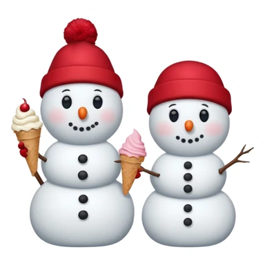 snowmen holding ice cream single snowmen with red winter cap sticker