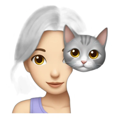 gray cat cuddles white turkish girl sticker