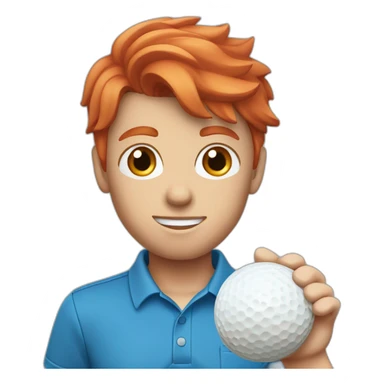Red hair with blue shirt hitting a golf ball sticker