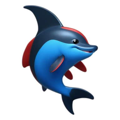 Un dauphin bleu foncé dans une bouée rouge et noire sticker
