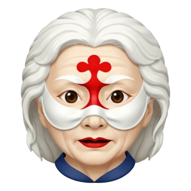 japanese culture white mask old woman with white hair and wrinkles sticker