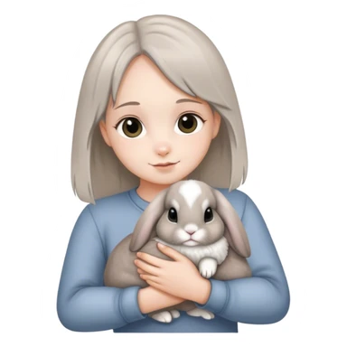 Me holding a grey holland lop bunny sticker