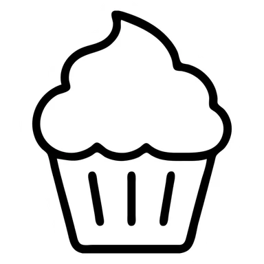 cupcake with pink icing outlined icon sticker