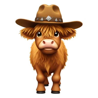 Highland cow with a cowboy hat sticker
