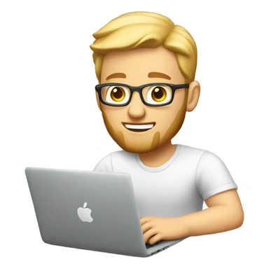 white-skinned male product designer sitting with macbook sticker