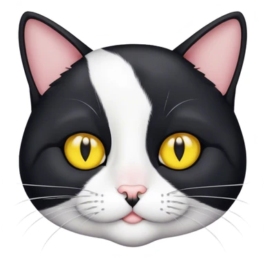 Tuxedo cat with a small white mouth. Yellow eyes, black nose  sticker