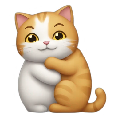 Cat hugs sticker
