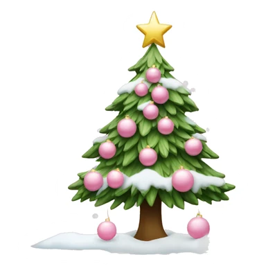 christmas tree with baby pink ornaments and snow sticker
