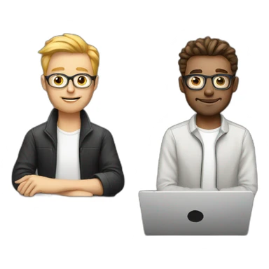 two white male designers with laptops sticker