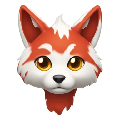 Red and white katsune head sad sticker