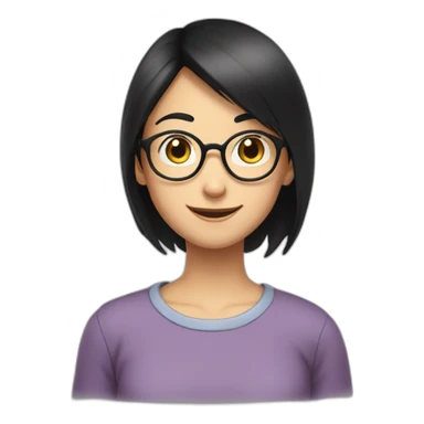 girl nobita GLASSES long black straigh hair smiling sticker