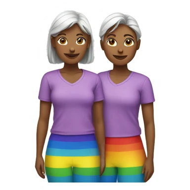 2 woman wearing rainbow shirts sticker
