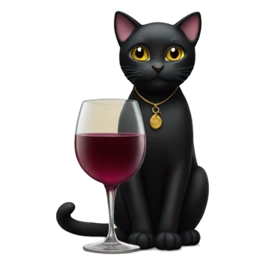 Black cat holding wine glass sticker