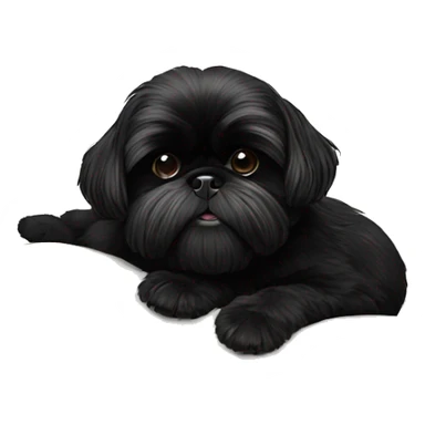 All black Black shih tzu laying on pillow sticker