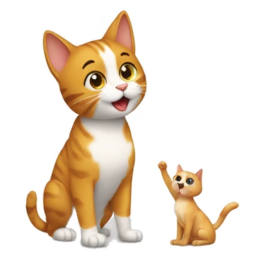 cat saying hi to dog sticker