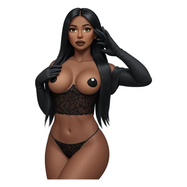 dark-skinned girl in black gloves sticker
