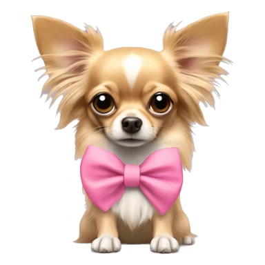 long-haired chihuahua with a pink bow sticker