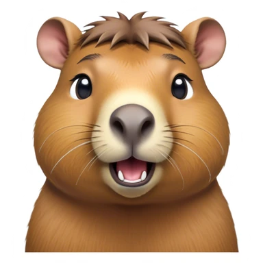 Cinematic Comical Capybara Portrait Emoji, Head tilted dramatically with an exaggeratedly amused expression, featuring a robust, rounded build and a distinct capybara face with a broad snout and quirky, small ears, rendered with lifelike soft fur and wide, comically expressive eyes brimming with playful disbelief; high shine, dramatic yet playful, styled with an air of cheeky mischief, soft glowing outline, capturing the essence of a spirited and over‐the‐top capybara that looks ready to side‐eye its way into viral fame! sticker