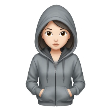 Sasha Gray in big gray hoodie full height sticker