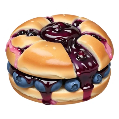 Make an emoji of a blueberry bun (small) that's broken off a bit so you can see the blueberry jam sticker