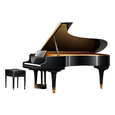 Icon for Musical Theater: a stage with musical notes, a spotlight and theatrical curtains, a grand piano. The icon should represent the fusion of music and theater, with emphasis on performance and orchestration. Transparent background. sticker