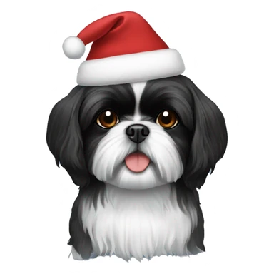 Black Shih Tzu Christmas sticker
