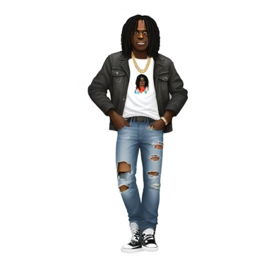 cheif keef wearing ripped jeans and bape designer sticker