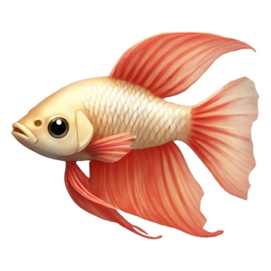 Beige betta fish with light red short fins, position: full profile sticker