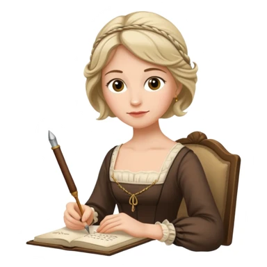Jane austin writing with a quill in hand sticker