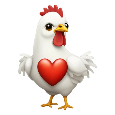 chicken with a heart sticker